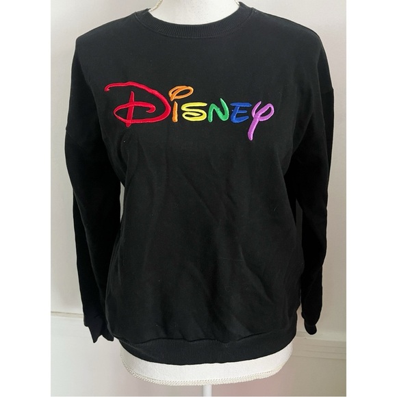 Disney • Black Sweatshirt with Rainbow Stitched Lettering - Picture 1 of 3